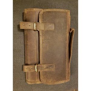 Premium Buffalo Leather Hanging Toiletry Bag Travel Dopp Kit For Men